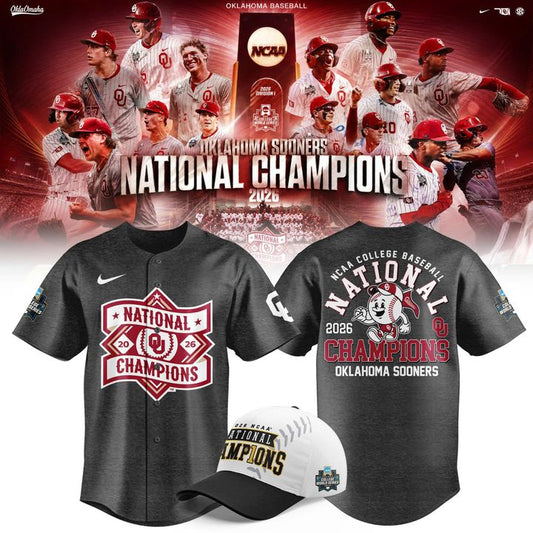 Oklahoma Sooners Gray 2026 NCAA Baseball National Champions Jersey
