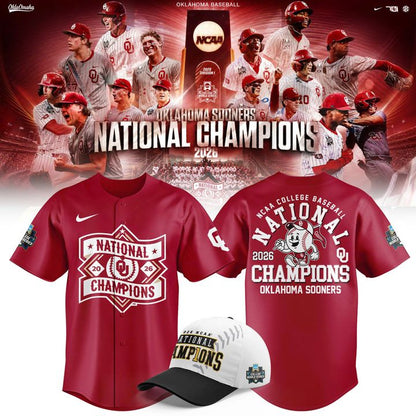 Oklahoma Sooners Crimson 2026 NCAA Baseball National Champions Jersey