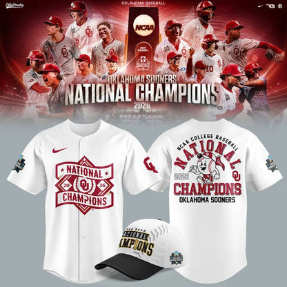 Oklahoma Sooners White 2026 NCAA Baseball National Champions Jersey