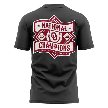 Champion Crimson Oklahoma Sooners 2026 NCAA Baseball Men's College World Series Champions Locker Room T-Shirt