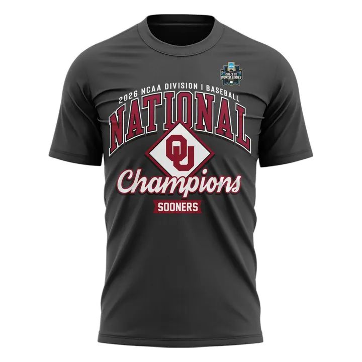 Champion Crimson Oklahoma Sooners 2026 NCAA Baseball Men's College World Series Champions Locker Room T-Shirt