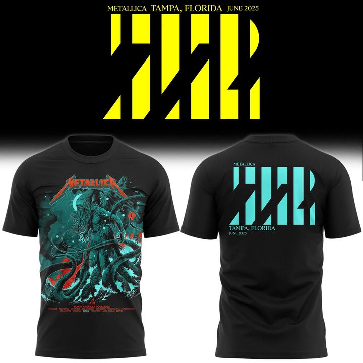 Metallica 2025 M72 Tour Tampa, Florida Concert T-Shirt