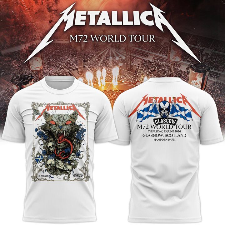 Metallica M72 World Tour Glasgow Special Edition White T-Shirt