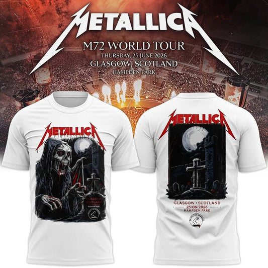 Metallica M72 World Tour Glasgow White T-Shirt