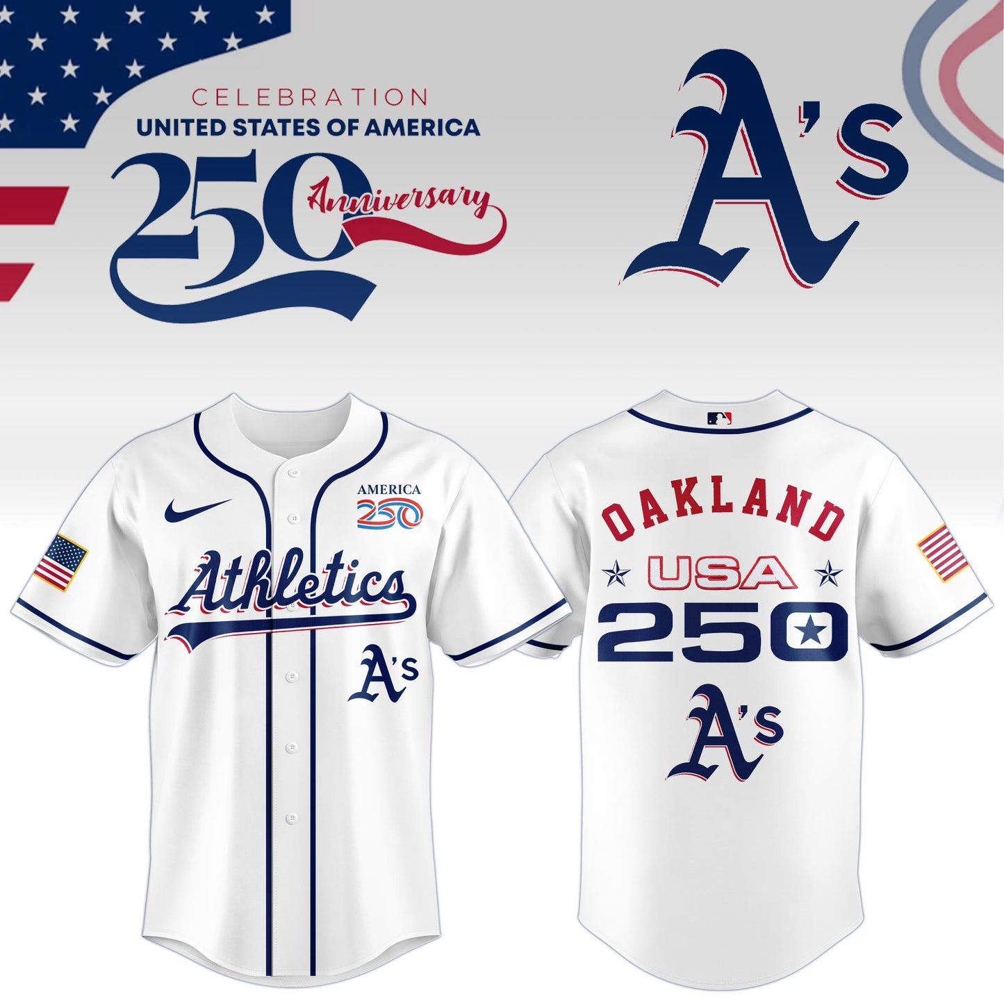 America’s 250th Anniversary Athletics Baseball Jersey - Premium Quality