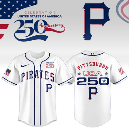 America’s 250th Anniversary Pittsburgh Pirates Baseball Jersey - Premium Quality