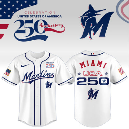 America’s 250th Anniversary Miami Marlins Baseball Jersey - Premium Quality