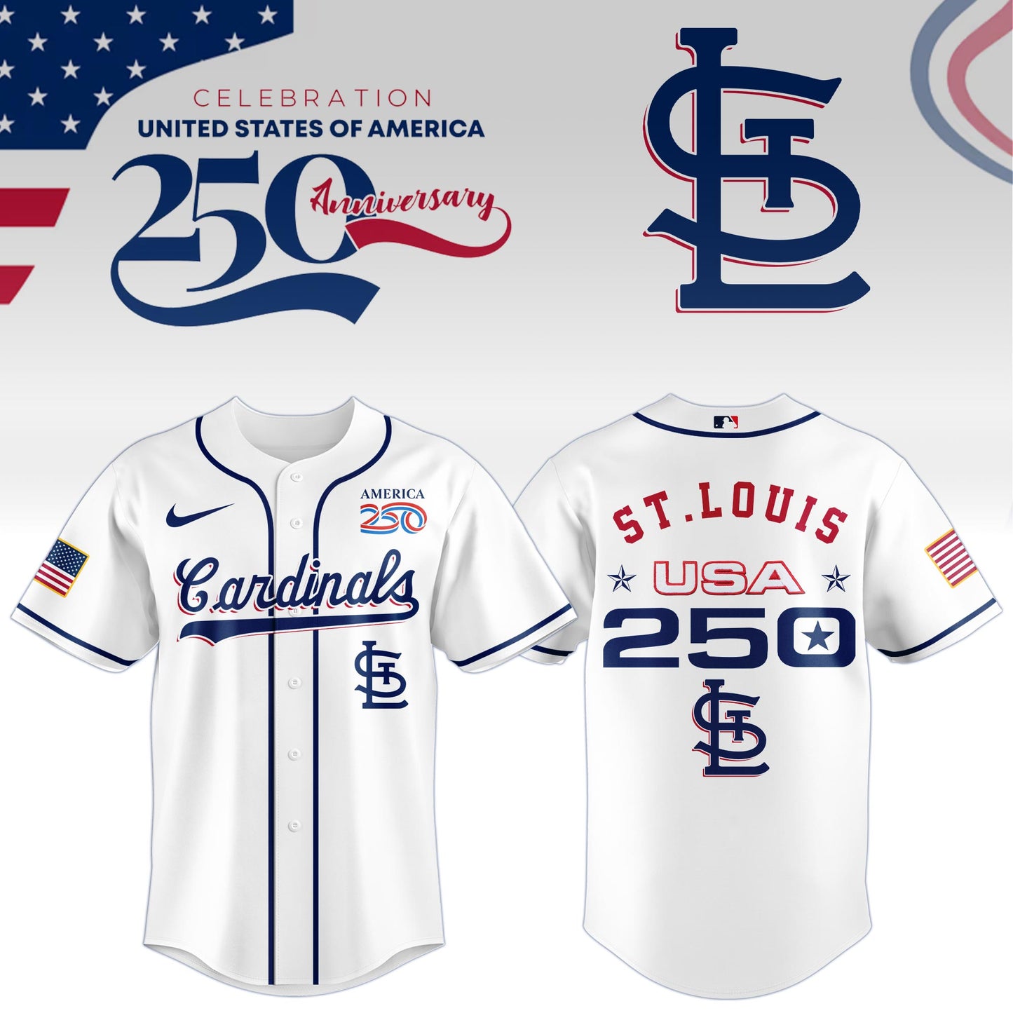 America’s 250th Anniversary St. Louis Cardinals Baseball Jersey - Premium Quality