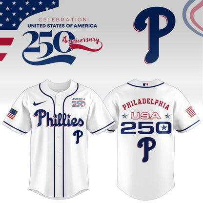America’s 250th Anniversary Philadelphia Phillies Baseball Jersey - Premium Quality