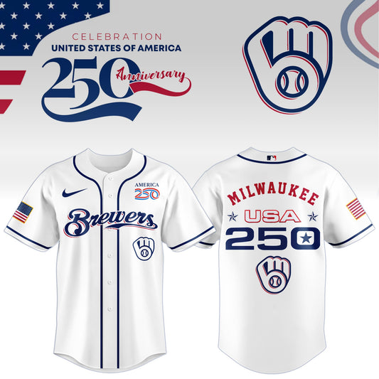 America’s 250th Anniversary Milwaukee Brewers Baseball Jersey - Premium Quality
