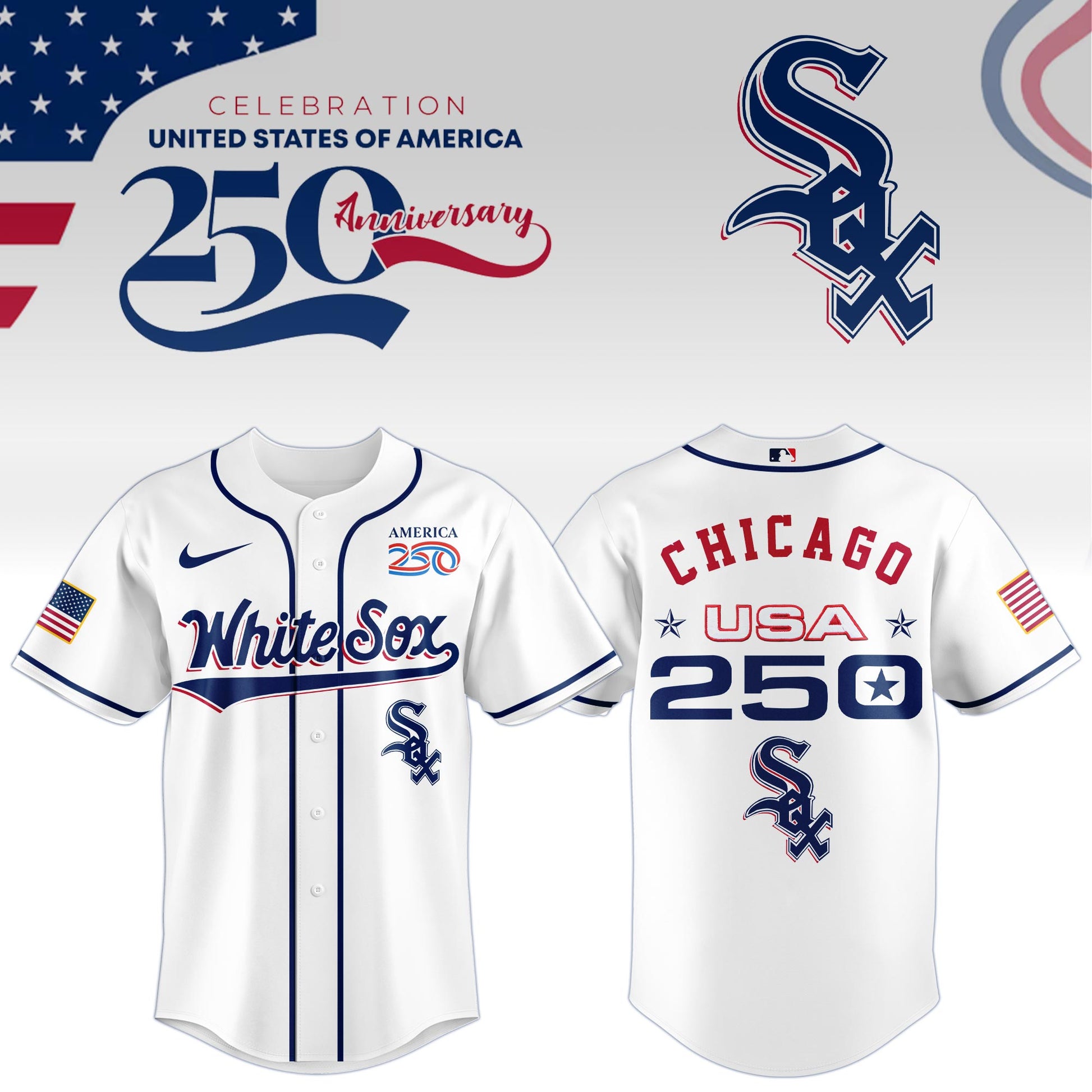 America’s 250th Anniversary Chicago White Sox Baseball Jersey - Premium Quality