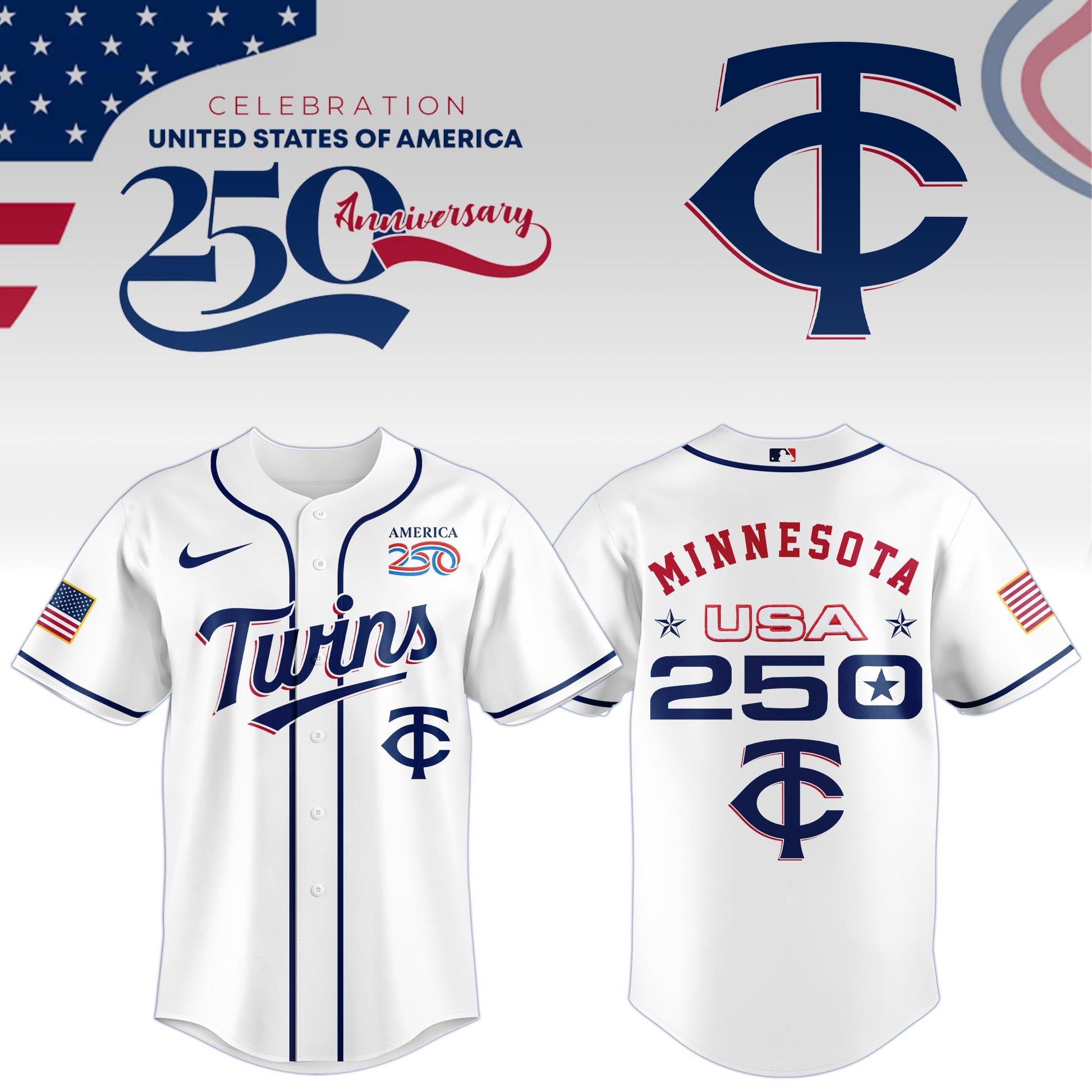 America’s 250th Anniversary Minnesota Twins Baseball Jersey - Premium Quality