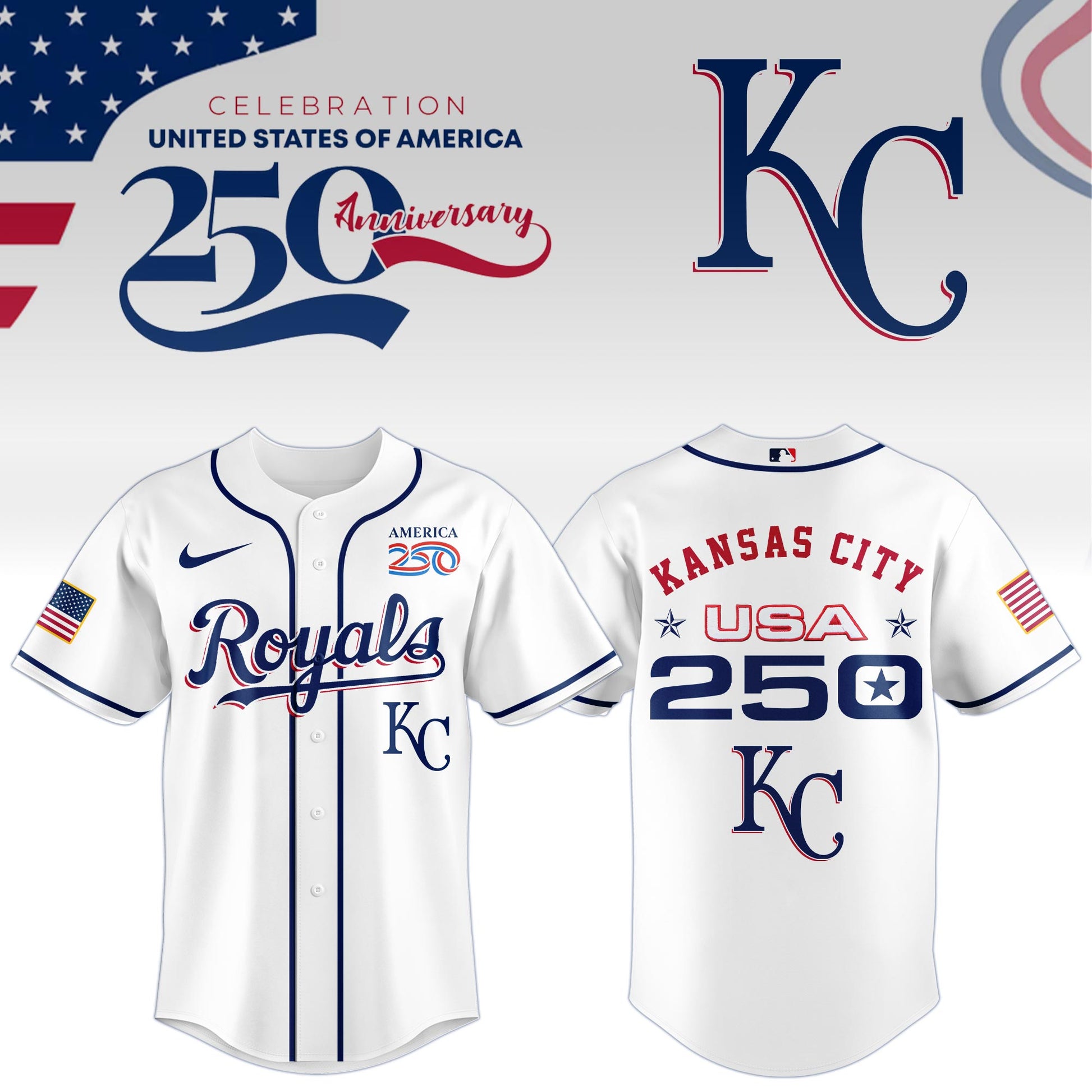 America’s 250th Anniversary Kansas City Royals Baseball Jersey - Premium Quality
