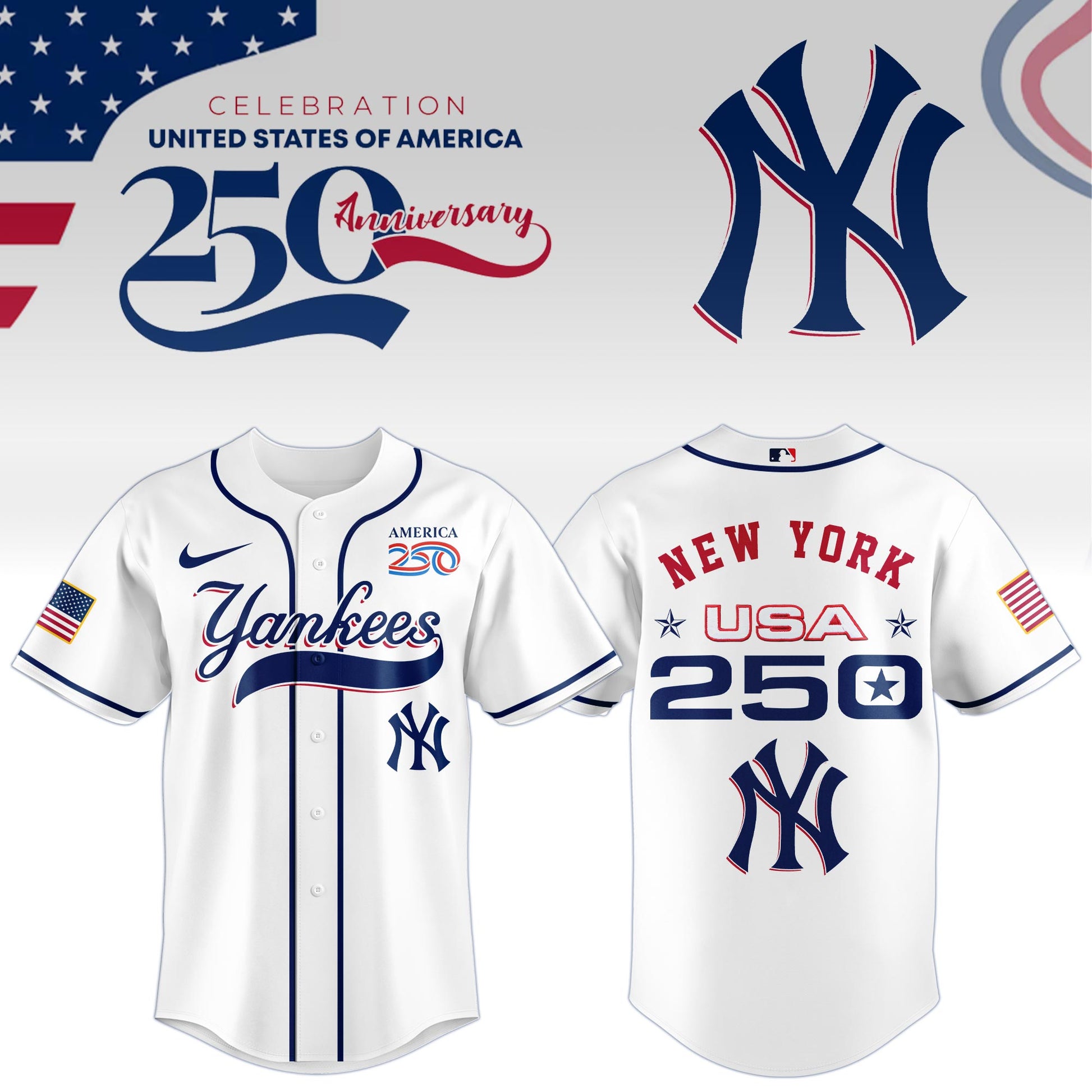 America’s 250th Anniversary New York Yankees Baseball Jersey - Premium Quality
