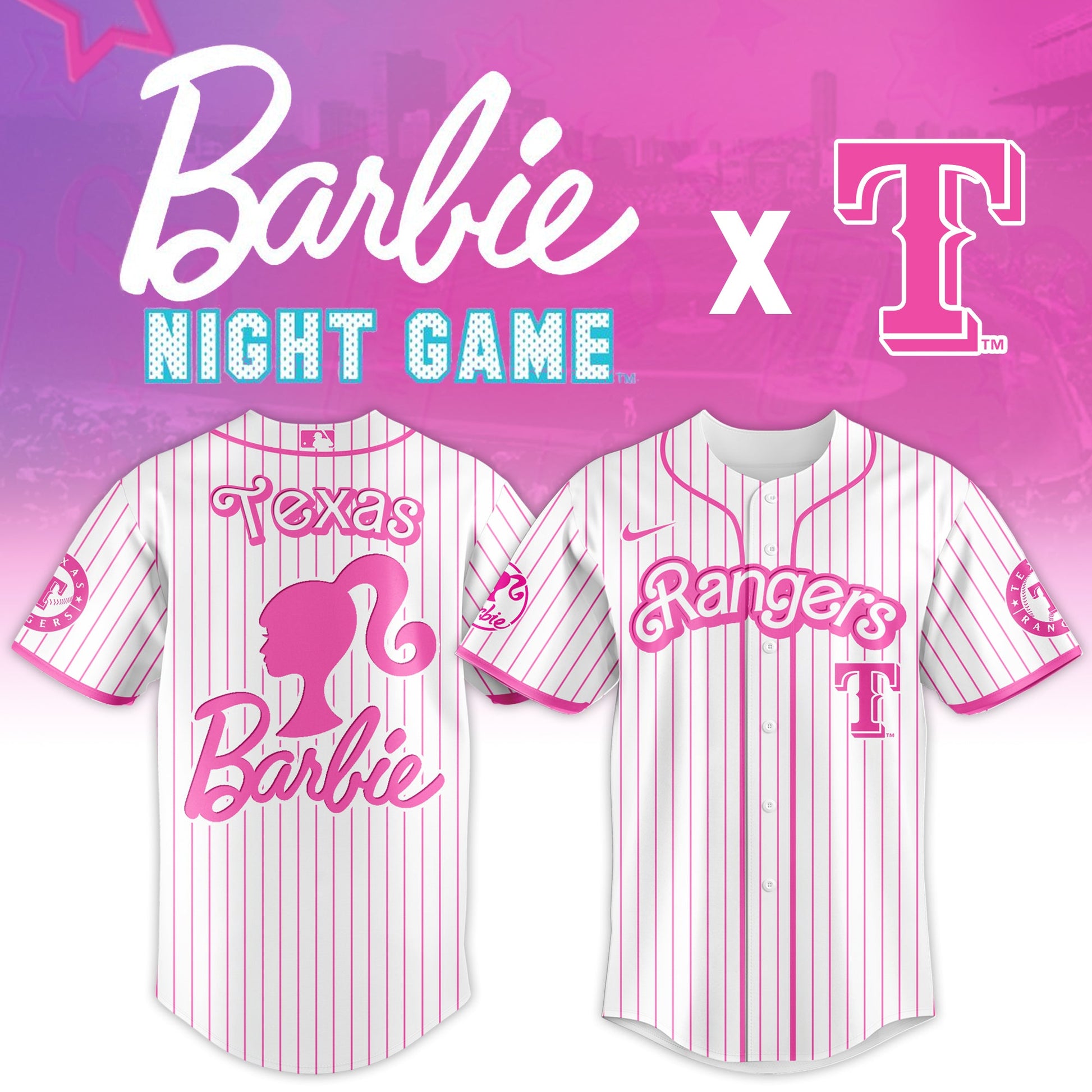 Texas Rangers x Barbie Night Game Special Edition Baseball Jersey 2025