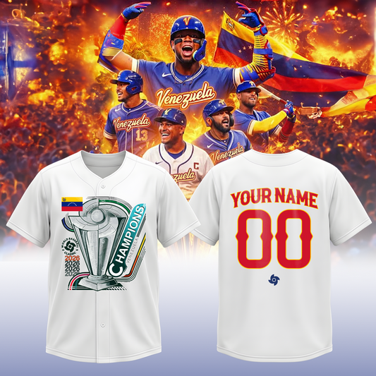The Best Baseball In The World - Venezuela Baseball 2026 World Baseball Classic Jersey White - Custom Name And Number
