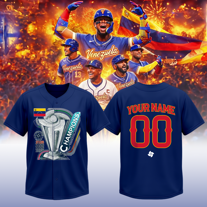 The Best Baseball In The World - Venezuela Baseball 2026 World Baseball Classic Jersey Blue Custom Name And Number