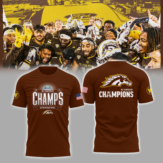 We Are 2025 MAC Champs - Western Michigan Football Brown T-Shirt - Unisex - 100% Cotton