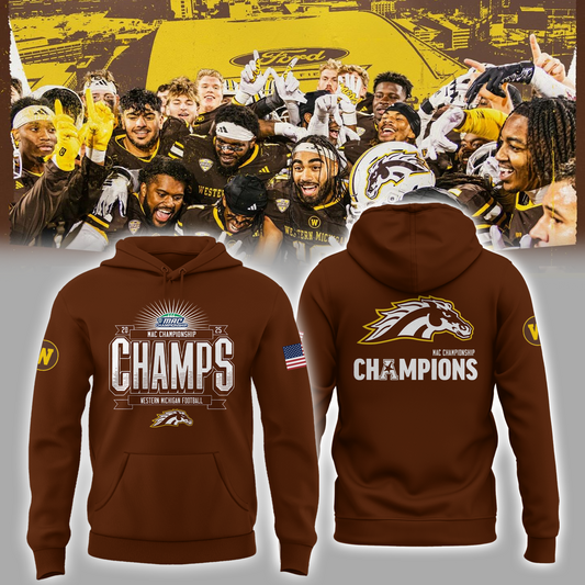 We Are 2025 MAC Champs - Western Michigan Football Brown Hoodie - Unisex - 100% Cotton
