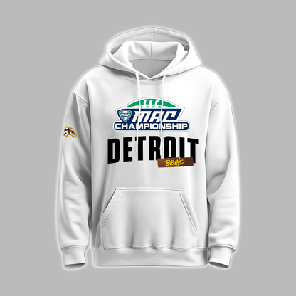 We Are 2025 MAC Champs - THE BRONCOS ARE DETROIT BOUND! -  - Western Michigan Football White Hoodie - Unisex - 100% Cotton