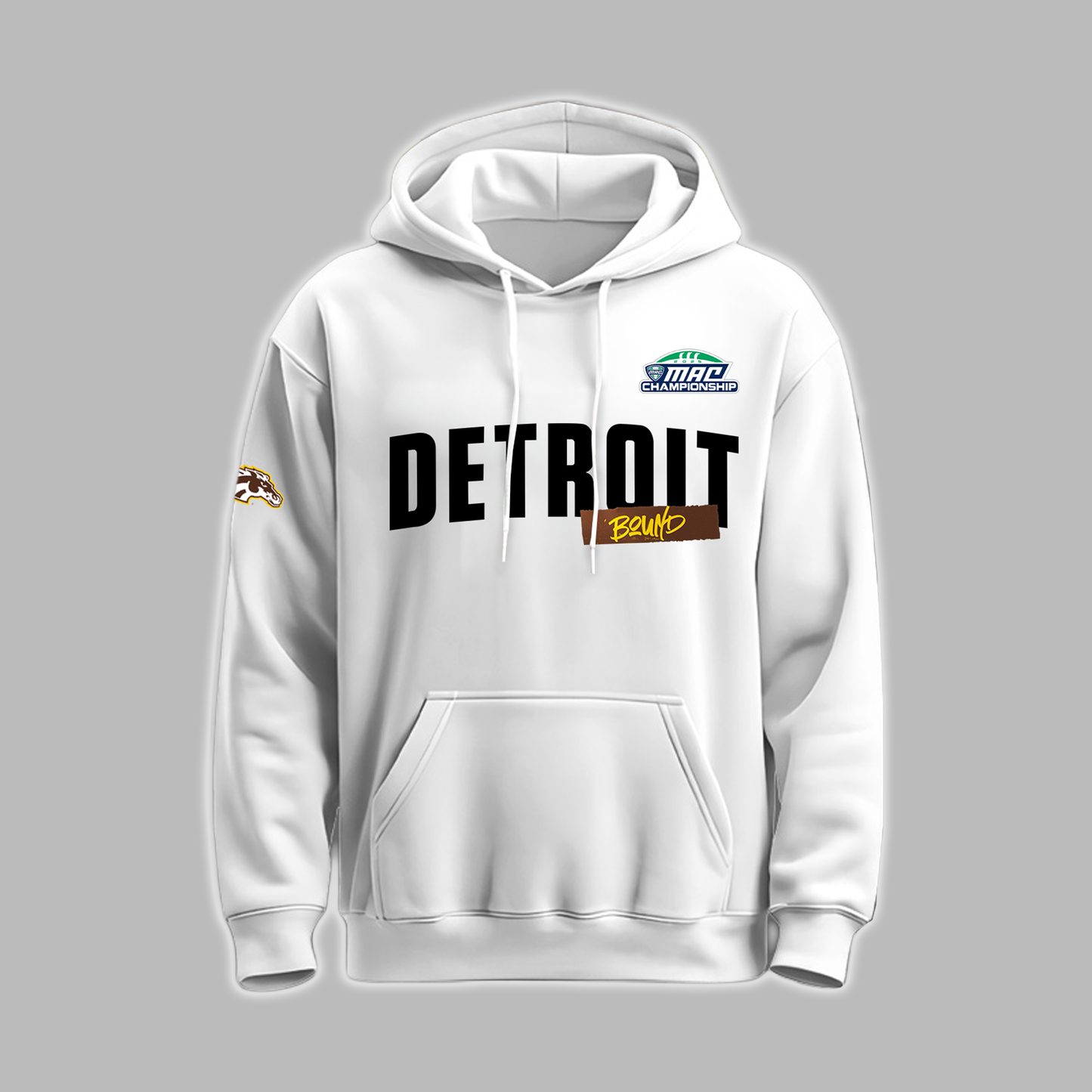 We Are 2025 MAC Champs - THE BRONCOS ARE DETROIT BOUND! - Western Michigan Football White Hoodie - Unisex - 100% Cotton