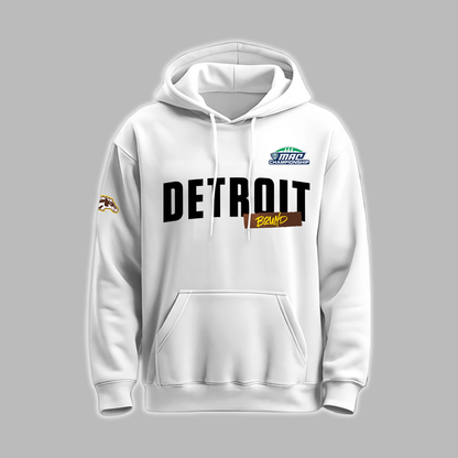 We Are 2025 MAC Champs - THE BRONCOS ARE DETROIT BOUND! - Western Michigan Football White Hoodie - Unisex - 100% Cotton