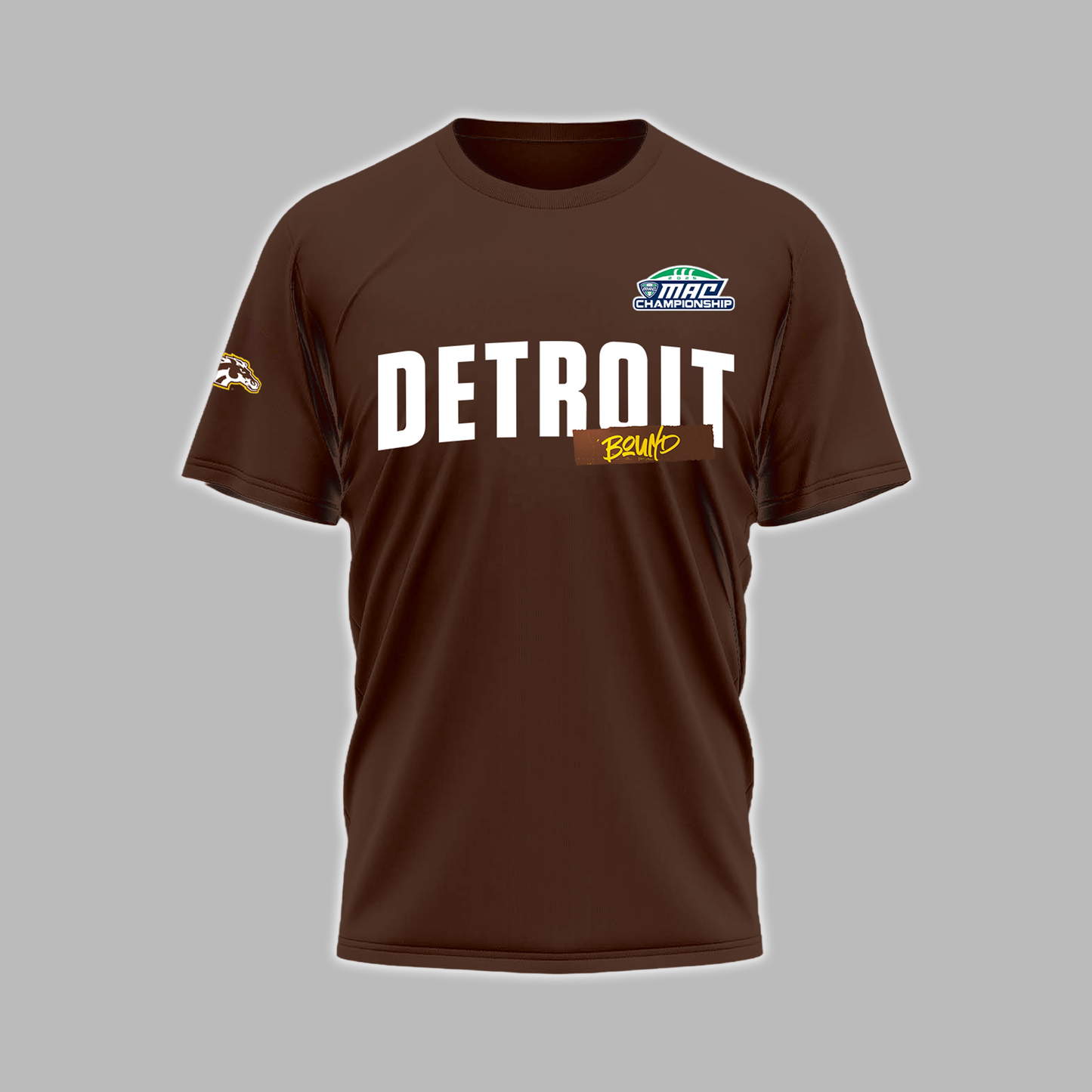 We Are 2025 MAC Champs - THE BRONCOS ARE DETROIT BOUND! - Western Michigan Football Brown T-Shirt - Unisex - 100% Cotton
