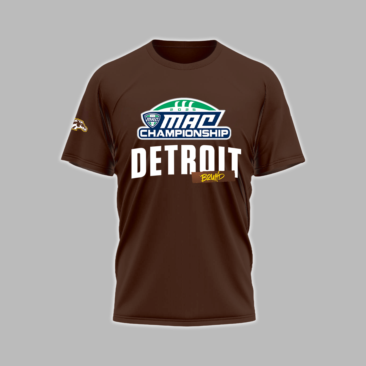We Are 2025 MAC Champs - THE BRONCOS ARE DETROIT BOUND! Western Michigan Football Brown T-Shirt - Unisex - 100% Cotton