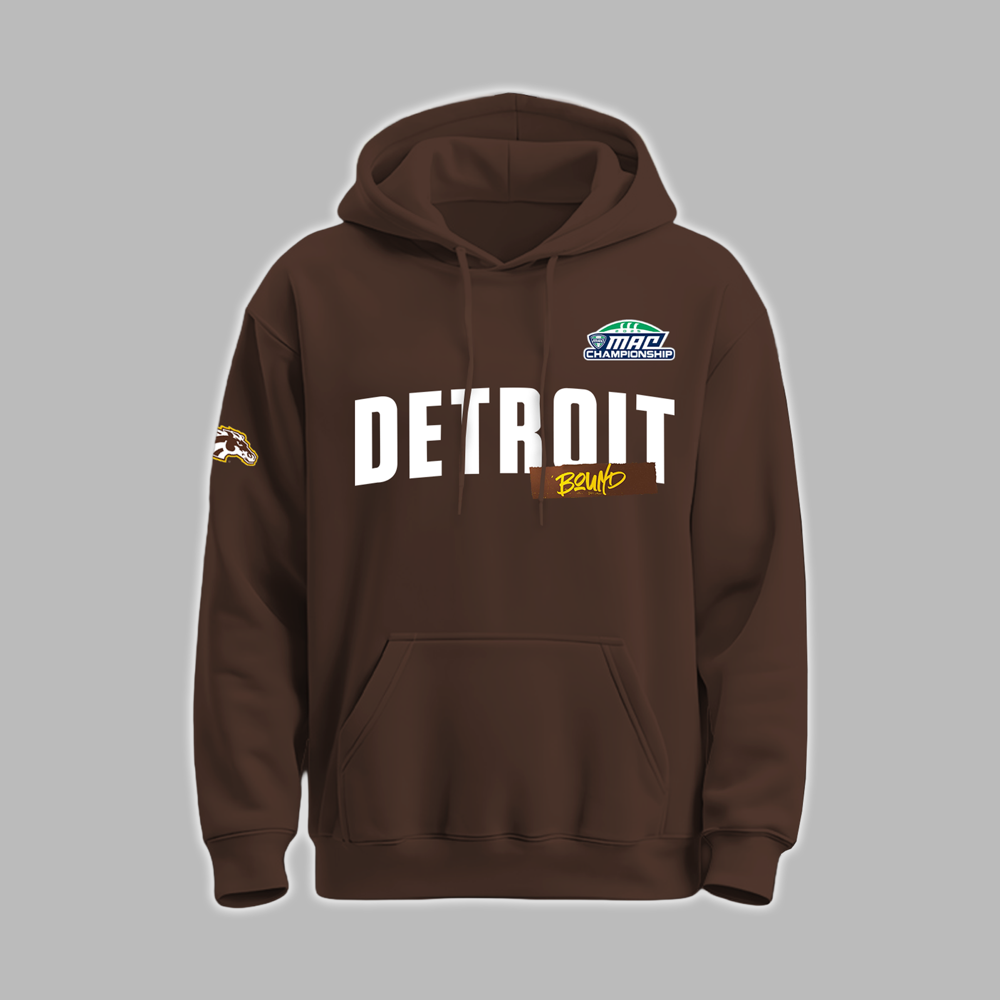 We Are 2025 MAC Champs - THE BRONCOS ARE DETROIT BOUND! - Western Michigan Football Brown Hoodie - Unisex - 100% Cotton