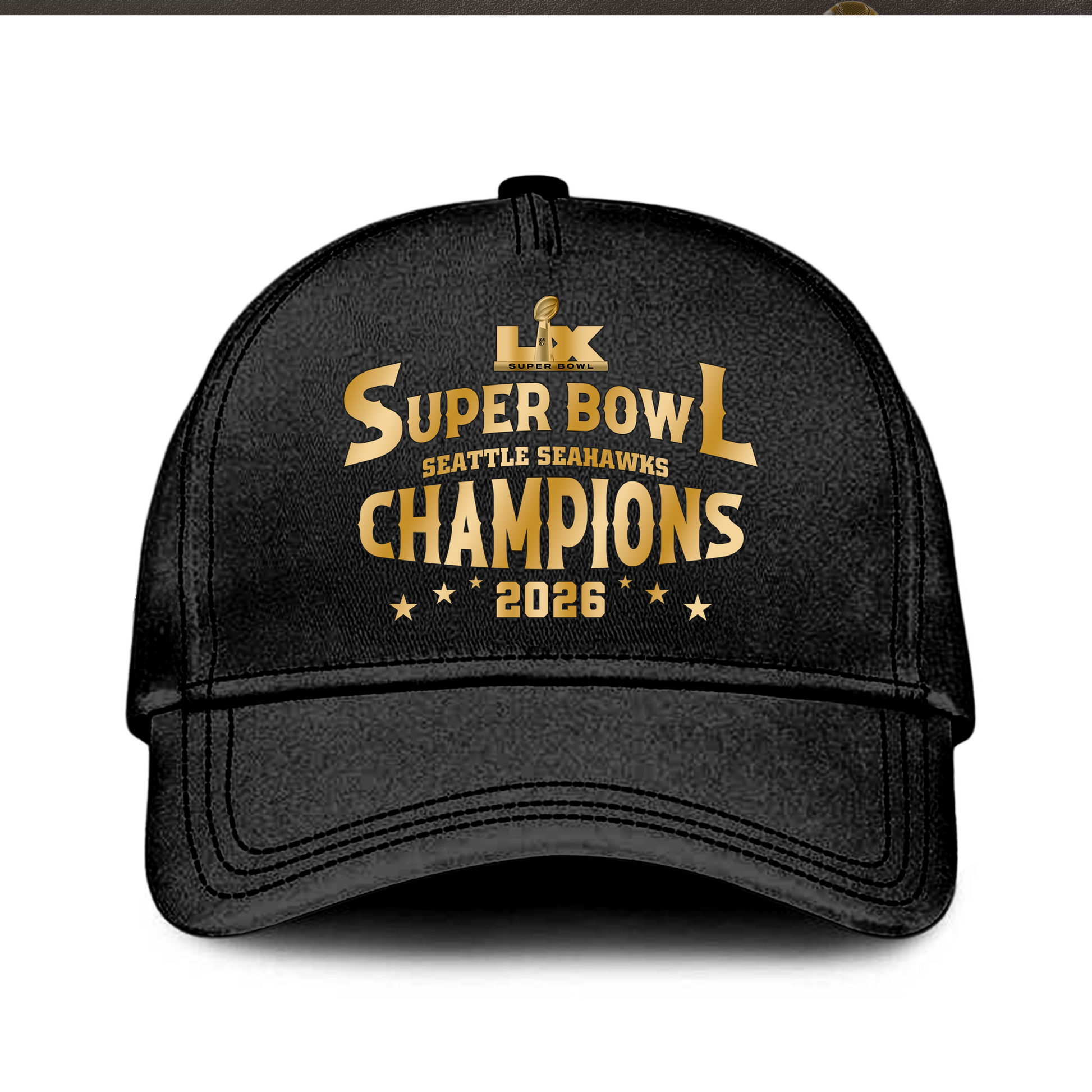 Seattle Seahawks 2026 Super Bowl LX Tshirt Golden Black