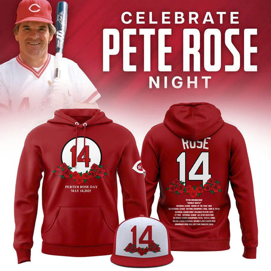 Cincinnati Reds Baseball Hoodie For 2025 Pete Rose Day