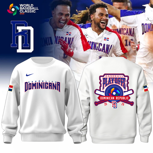 Dominican Republic Baseball 2026 World Baseball Classic Baseball Sweatshirt White
