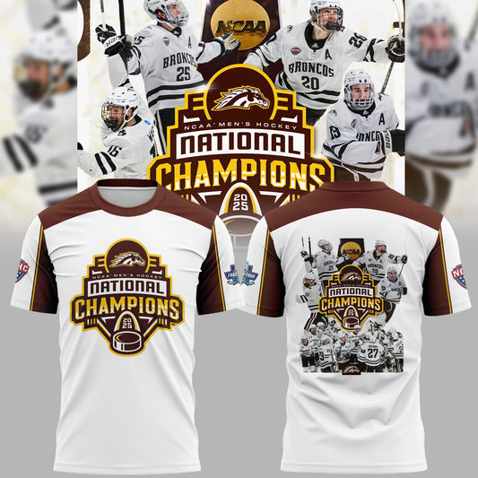 Western Michigan University Broncos Special New National Mens Hockey Champions T-Shirt