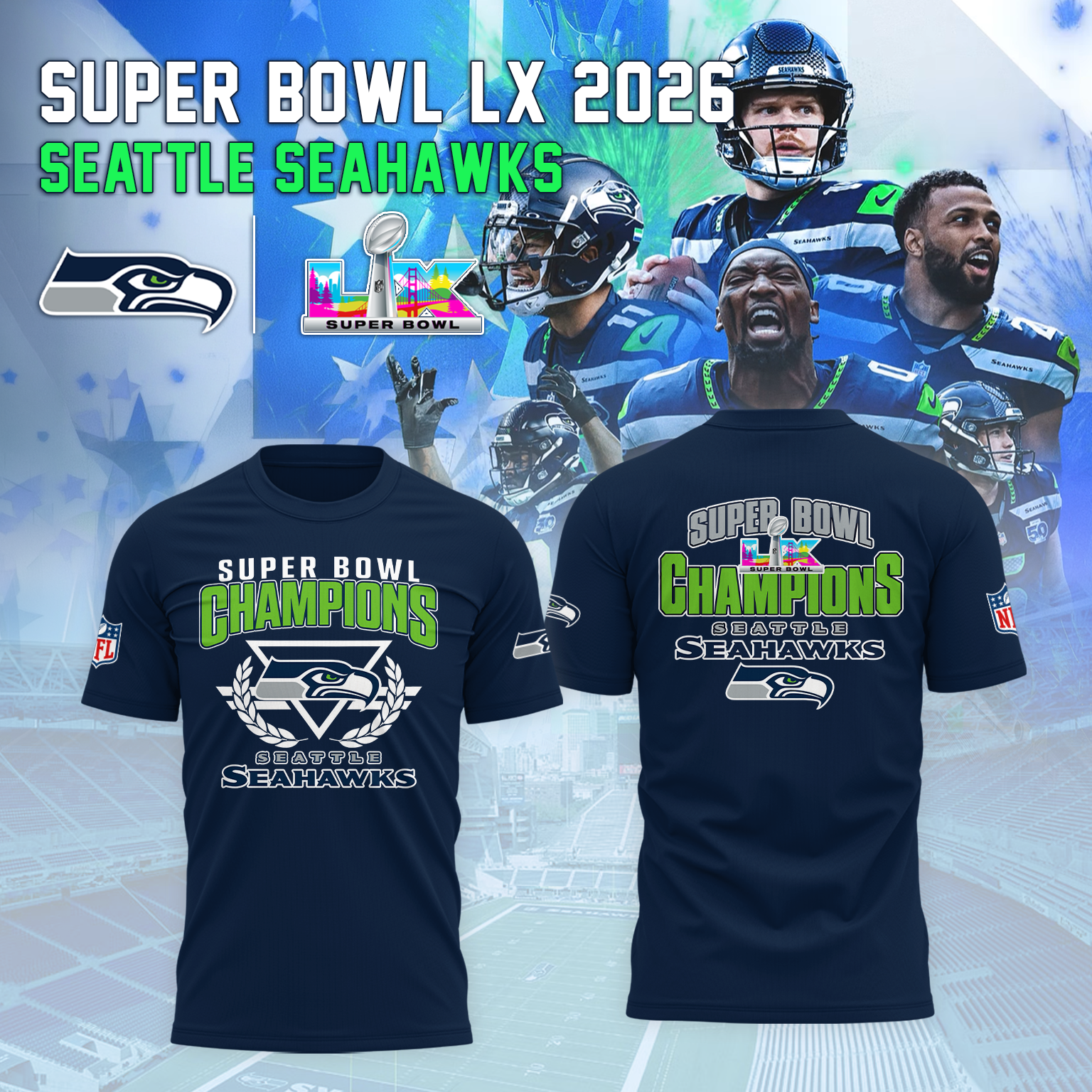 Seattle Seahawks Super Bowl LX Champions Limited Edition T.shirt