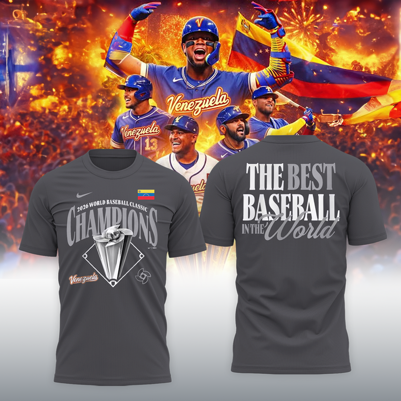 The Best Baseball In The World - Venezuela Baseball 2026 World Baseball Classic T-Shirt Grey