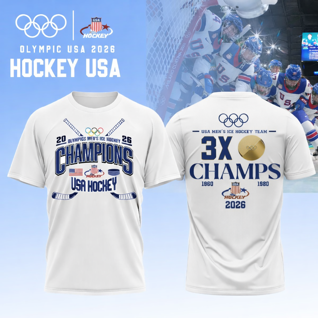 Team USA 2026 Olympic Men’s Ice Hockey Champions T-Shirt Limited Edition White