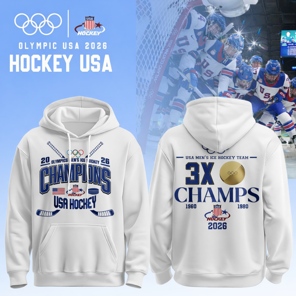 Team USA 2026 Olympic Men’s Ice Hockey Champions Hoodie Limited Edition White