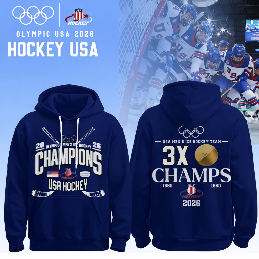 Team USA 2026 Olympic Men’s Ice Hockey Champions Hoodie Limited Edition Blue