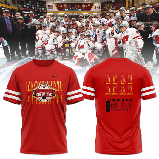 Wisconsin Badgers 2025  Women's Hockey Tournament Champions T-Shirt 2-Side