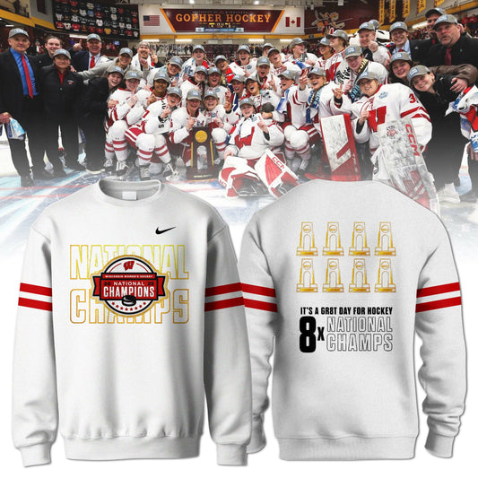 Wisconsin Badgers 2025  Women's Hockey Tournament Champions Sweatshirt 2-Side White