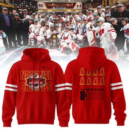 Wisconsin Badgers 2025  Women's Hockey Tournament Champions Hoodie 2-Side Red