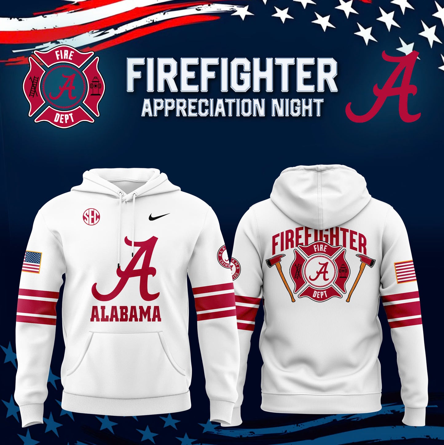 Alabama Crimson Tide Football NCAA x 2024 Firefighter Appreciation Night Premium Limited Pullover Hoodie