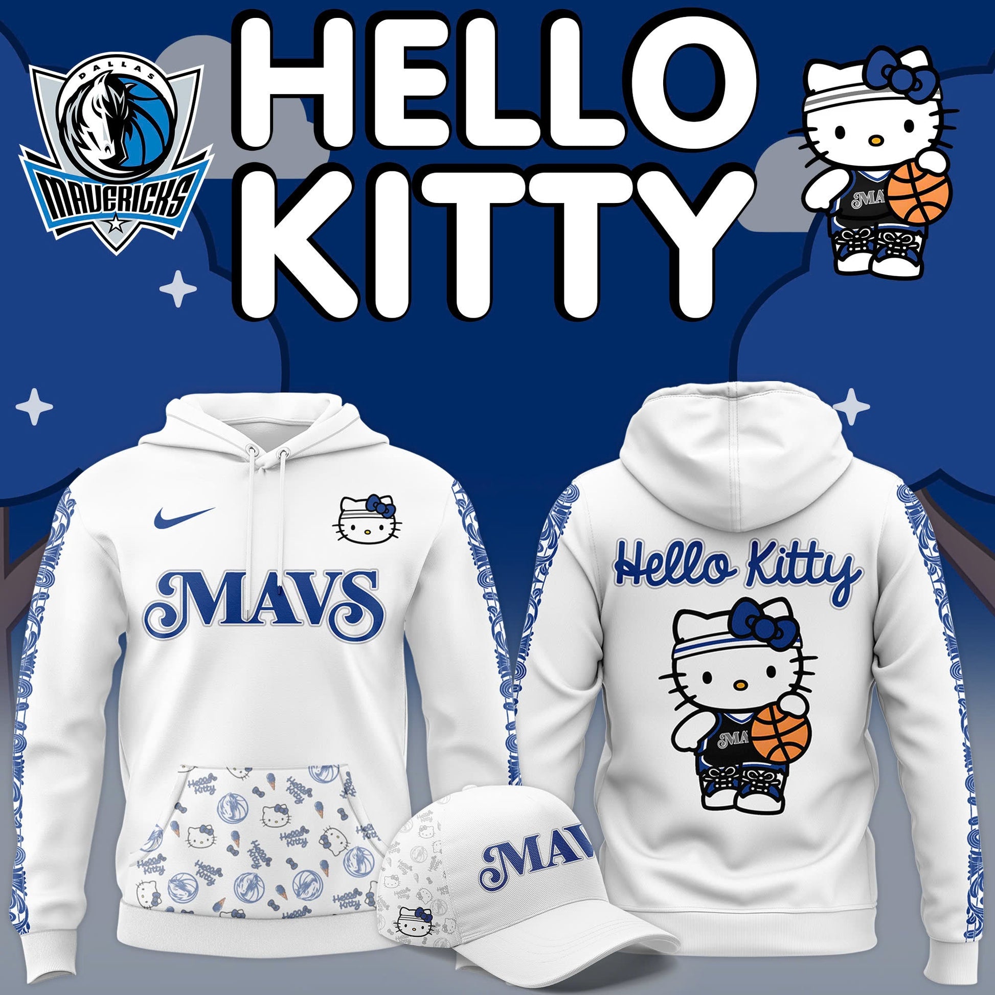 Dallas Mavericks Hoodie Hello Kitty Hoodie