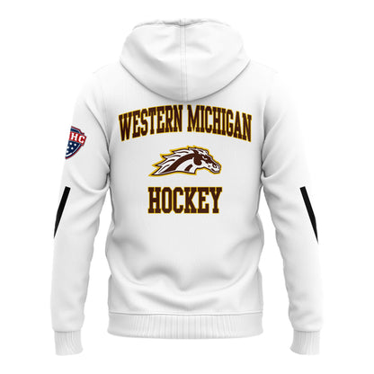 Western Michigan University Broncos Special New National Mens Hockey Champions White Zip Hoodie