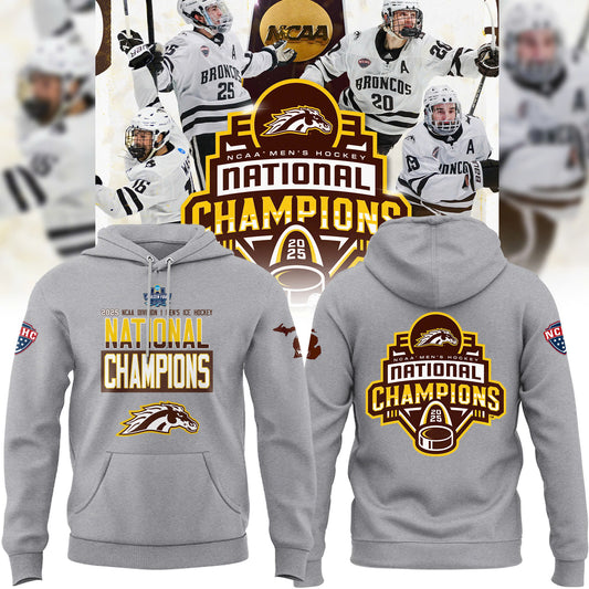 Western Michigan University Broncos Special New National Mens Hockey Champions Grey Hoodie