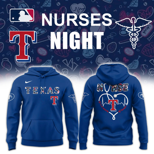 Texas Rangers Baseball Blue Hoodie For Nurses Night 2025 Season