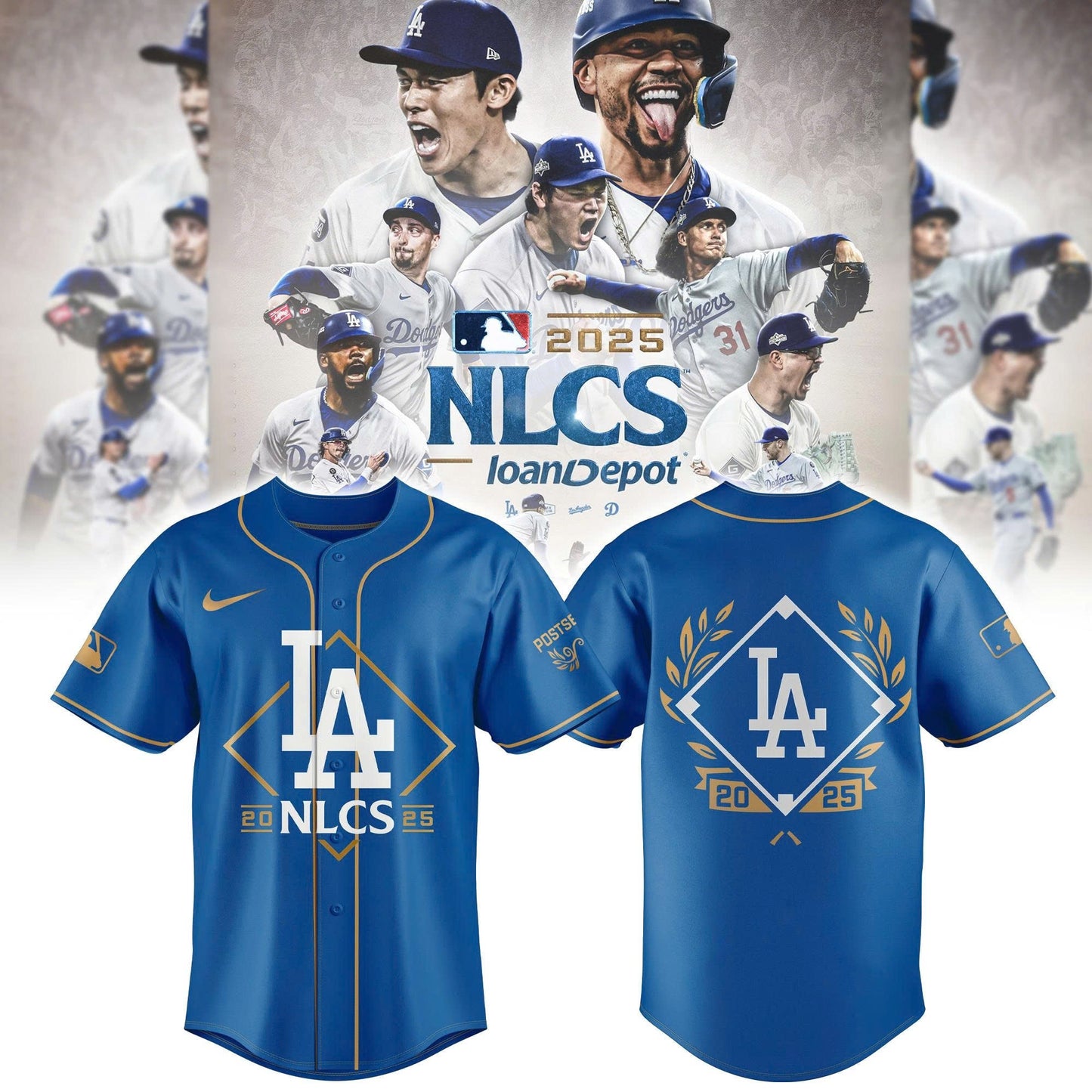 Los Angeles Dodgers Blue National League Division Series Champions Locker Room Baseball Jersey
