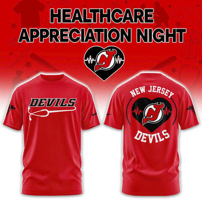 2026 New Jersey Devils Healthcare Appreciation Night Limited Edition T-Shirt, Jogger and Cap Outfit Red