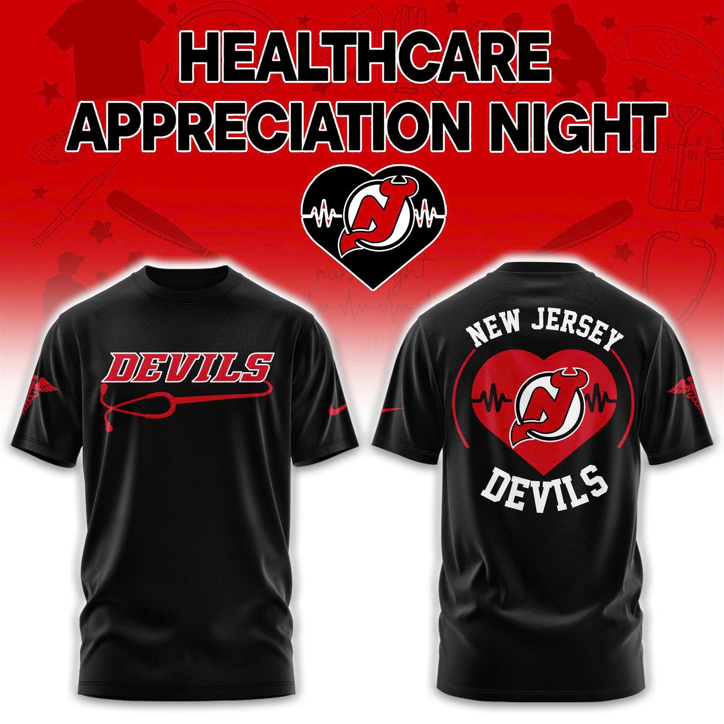2026 New Jersey Devils Healthcare Appreciation Night Limited Edition T-Shirt, Jogger and Cap Outfit Black