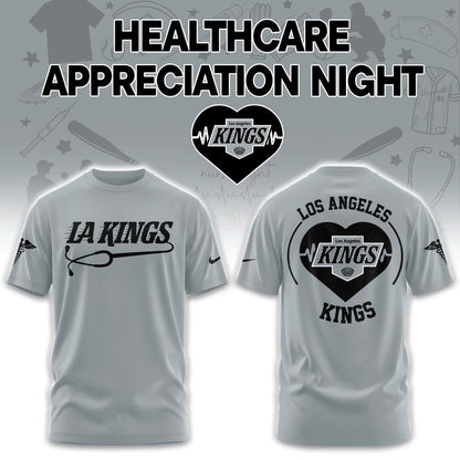2026 Los Angeles Kings Healthcare Appreciation Night Limited Edition T-Shirt, Jogger And Cap Outfit Grey 